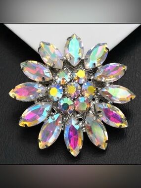 Aurora Borealis Rhinestone 1.8” Button | Elegant Accessory | New | Sew-On